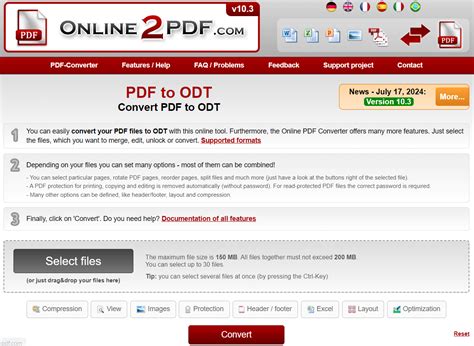 Convert ODT to PDF Online .